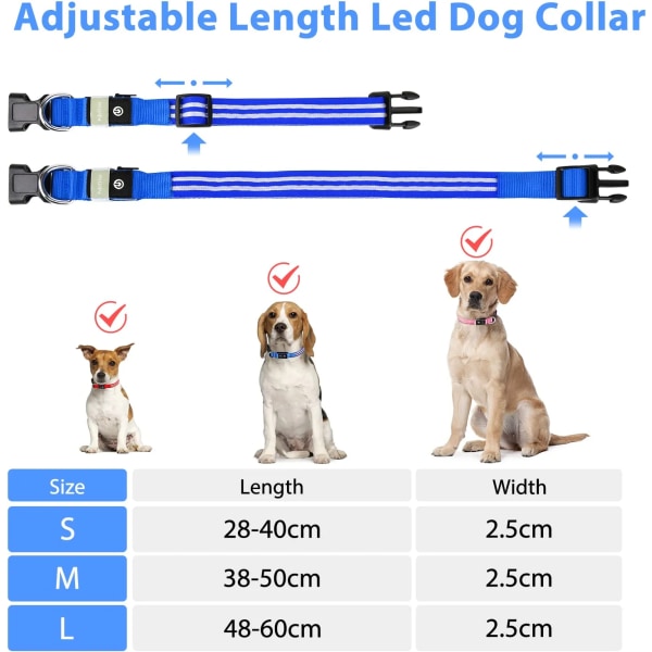 Genopladelig lysende hundehalsbånd LED-blinkende halsbånd og