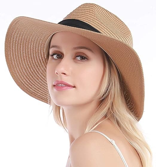 1 st. Kaki Straw Hat för Kvinnor - Strandhatt - Hatt