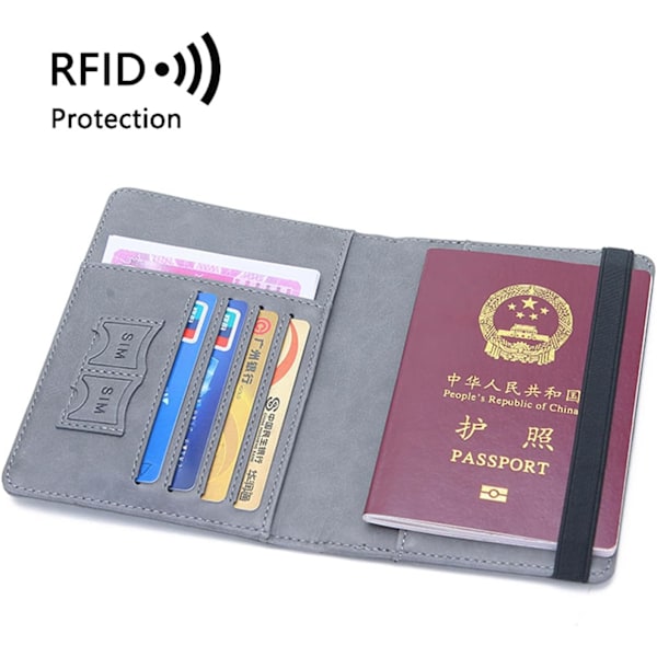 Passfodral, Betalkortsfodral med RFID-blockering Multifunktionell Läderplånbok för Pass (Rosa)