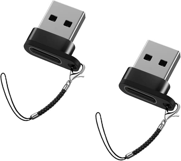 USB-C - USB-sovitin, USB-uros - USB-C -naaras, Musta [2 kpl]