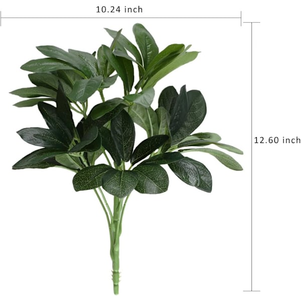 Kunstige buske planter falsk silke Schefflera buske ægte touch faux grønt blad arrangementer indendørs udendørs have kontor hjem bord midterstykker væg hængende indretning 2stk