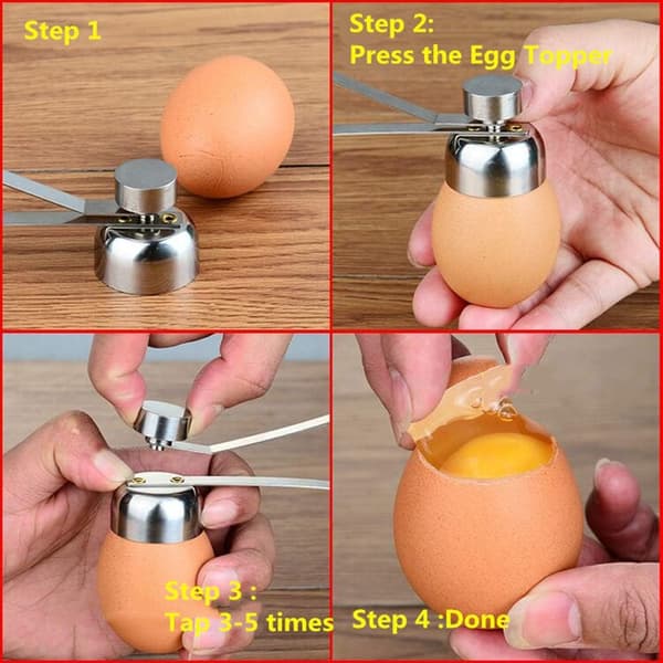 Skallåpner, Egg Topper Åpner i Rustfritt Stål for Kokte og Rå Egg