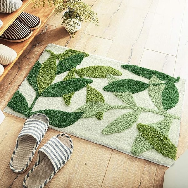 50X80 cm, Vihreä Lehti, Ylimääräisen Pehmeä Mikrokuitu Pitkäkarvainen Liukumaton