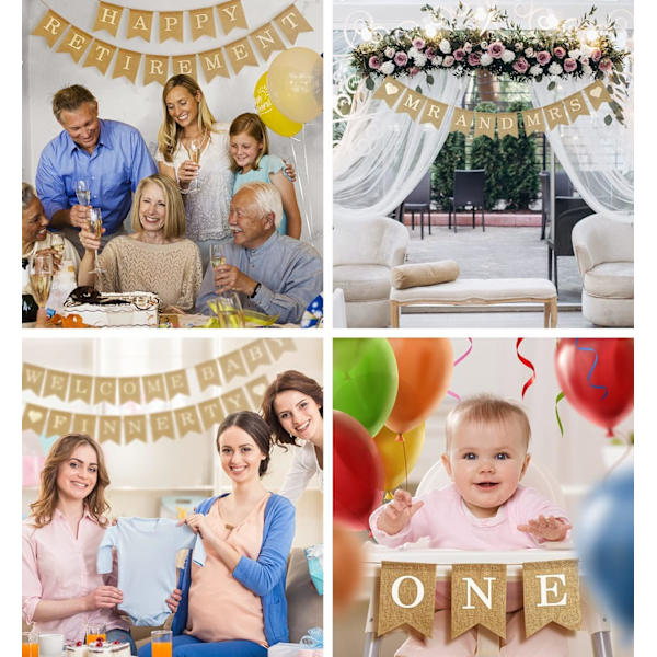 DIY Personlig Banner-Set, Anpassningsbar Banner-Set i Jute för