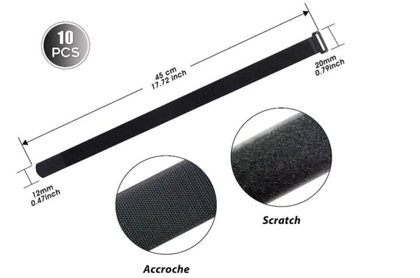 Kabelbindare - 10-PACK: STORLEK 80CM - Multi-Storleks Haken och Slinga Rem