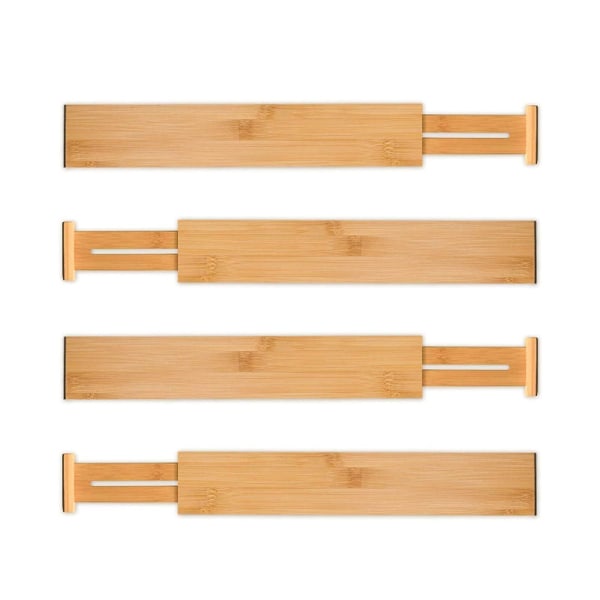 Retractable Bamboo Drawer Partition (4pcs Pack) for Kitchen,