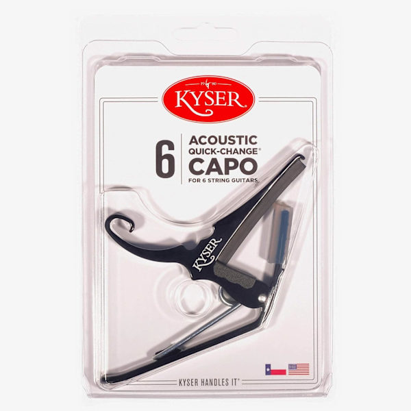 Quick-Change Guitar Capo til 6-strengs akustiske guitarer, Sort, KG6BA