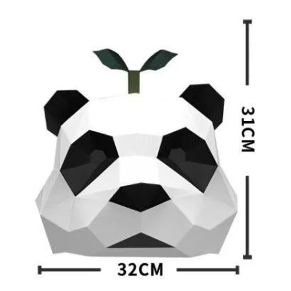 1 stk Panda Hodeplagg 3D Papir Skulptur Håndlaget DIY Dyr