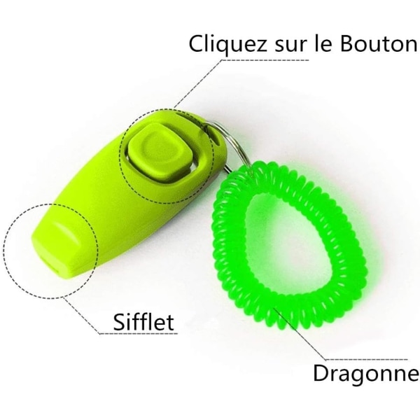 4 kpl Koiran Klikkeri Koiran Vihuri 2 in 1 Koulutusklikkeri rannehihnan ja suuren painikkeen kanssa