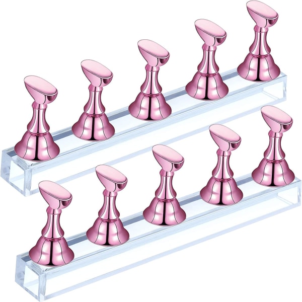 2 stykker Pink Nail Display Rack Nail Tip Practice Rack Nail