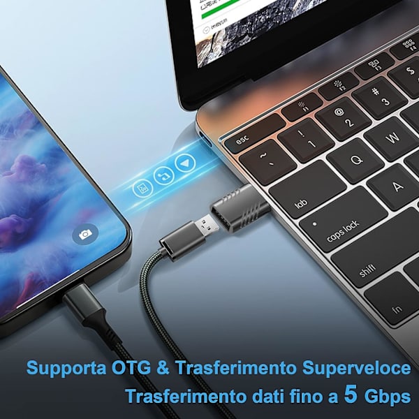 USB 3.0 til USB C Adapter, USB C Han til USB A Hun OTG