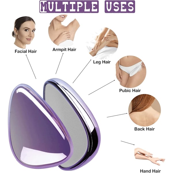 2 kpl (violetti) Crystal Hair Remover, Nano-karvanpoisto Eraser