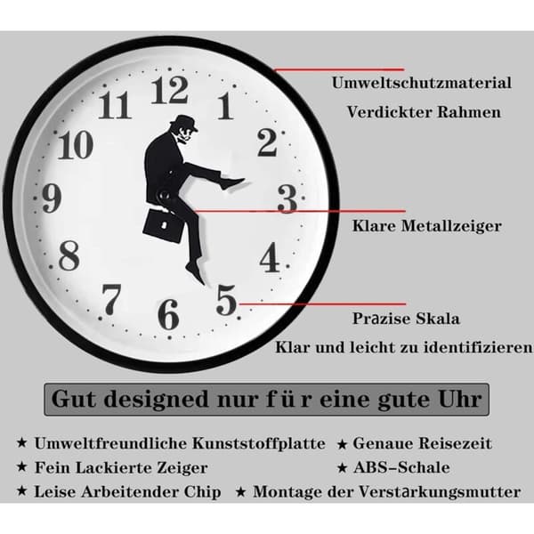10 tuuman luova vaelluskello seinäkello olohuone humanoidi Silly Walk -kello kodin seinäkoristeeksi