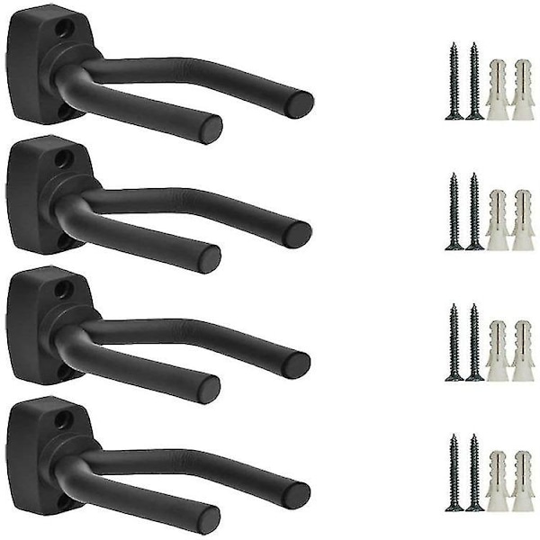4-pack gitarrväggfäste - Gitarrhängare väggkrok hållare stativ display med skruvar - Lätt att installera - Passar alla storlekar gitarrer basar mandolin