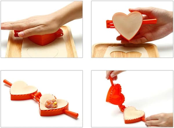 Dumpling Maker Ravioli Maker Form Sæt 3 stk Hjerteform med Forskellige Størrelser Wonton Form Dej Presse Empanada Maker