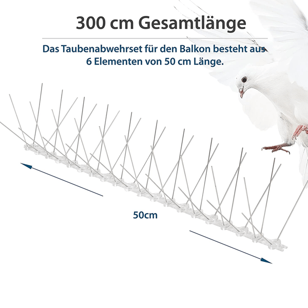Fågelspikar i rostfritt stål, 3 meter, 4 rader