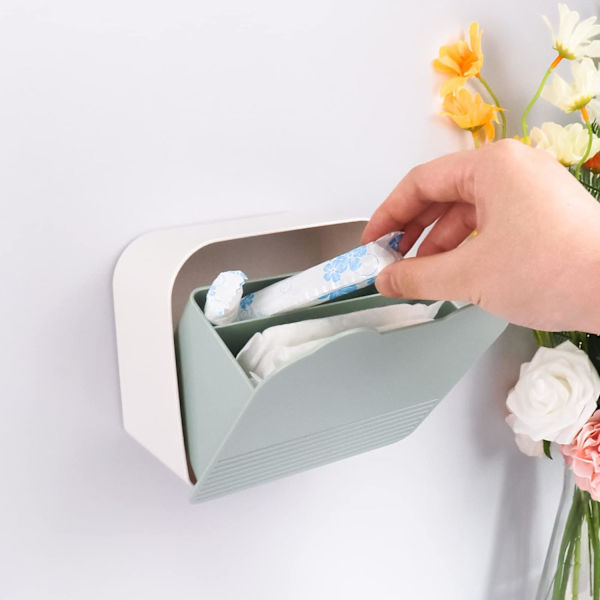 1 grön hygienbindestoragebox, plast bärbar hygien