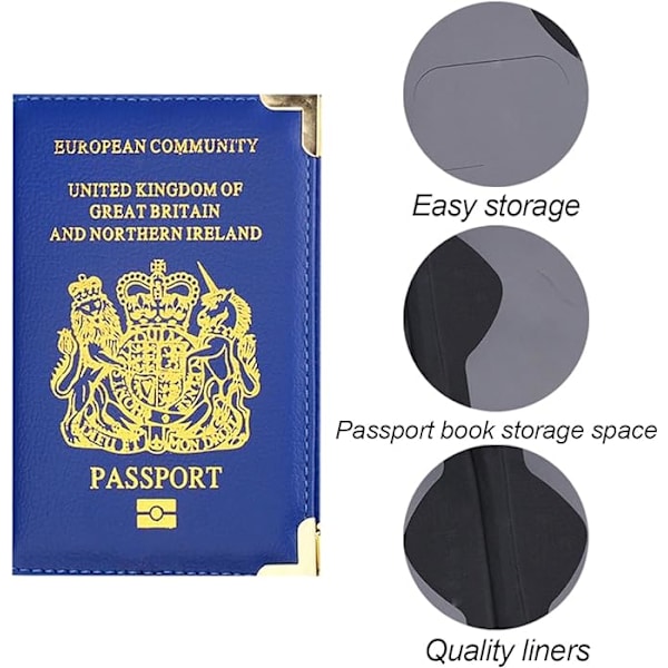 Britisk Passlommebok for Menn og Kvinner (Blå), Reise PU