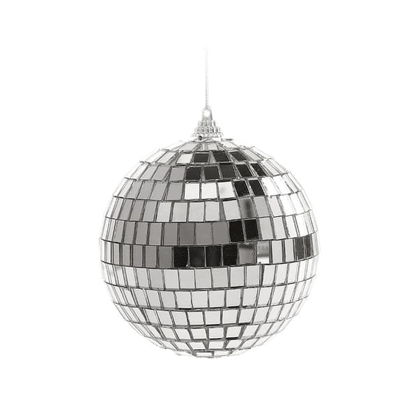 Sett med 6 mini juletrær speil discokuler (7 cm)