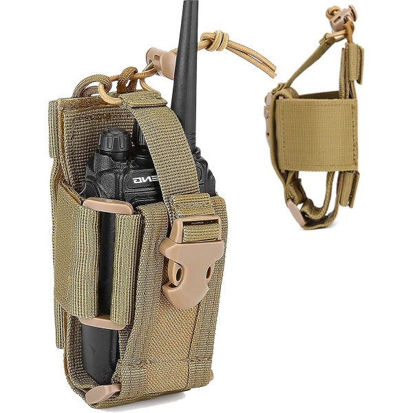 Taktisk Intercom-väska khaki färg, Walkie Talkie-väska, Walkie Talkie-hölster, För Cs-utrustning, Utomhusvandring, Fälttraining, Klättring, Cykling, K