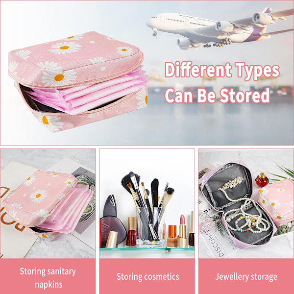 13*5*13cm, (rosa tusenfryd) 2 stk. Sanitærbind Oppbevaring, Skarp