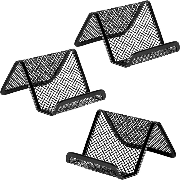 3 stk Gull Perle Svart Metallnett Visittkort Holder Kontor