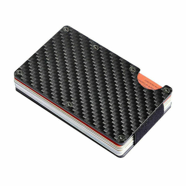Männs Multifunktionell Kolfiber RFID Kortväska Metall