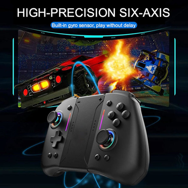 Controller til Switch, Trådløs Gamepad Joypad Controller til Switch med RGB-lys, 6-akset Gyro Dobbelt Vibration Tur