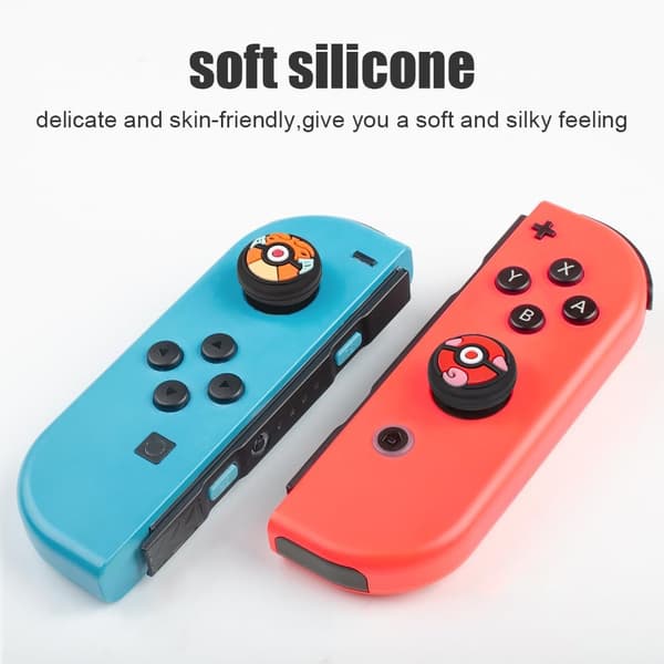 Switch Joycon Tommelgreb Hætter, Blød Silikon Joystick Dæk Kompatibel med Nintendo Switch/OLED/Switch Lite, Analo