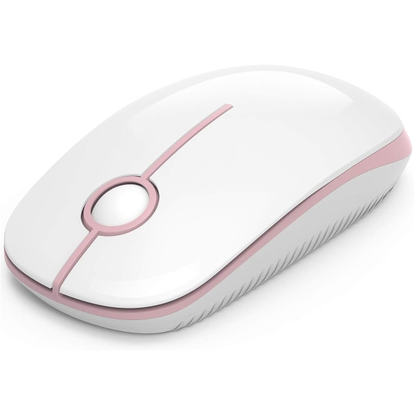 2,4G trådlös mus med USB -mottagare (vit + rosa), 1600 DPI, W