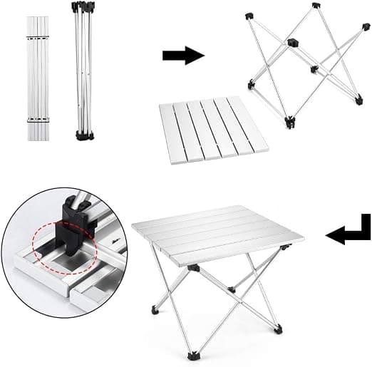 Sølv aluminiums foldbart campingbord, bærbart foldbart