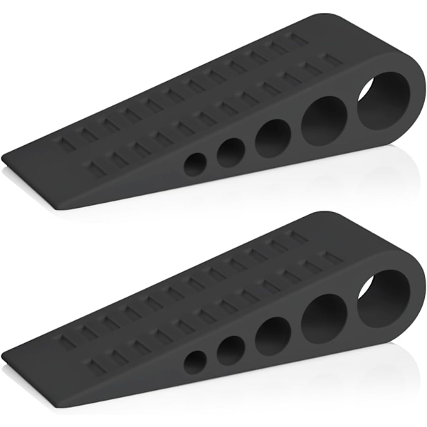 2-pack Kilformade Dörrstopp i Gummi, Dörrkil, Dörrstopp, Väggskydd för Golv & Dörrbotten med Självhäftande Vit Hållare