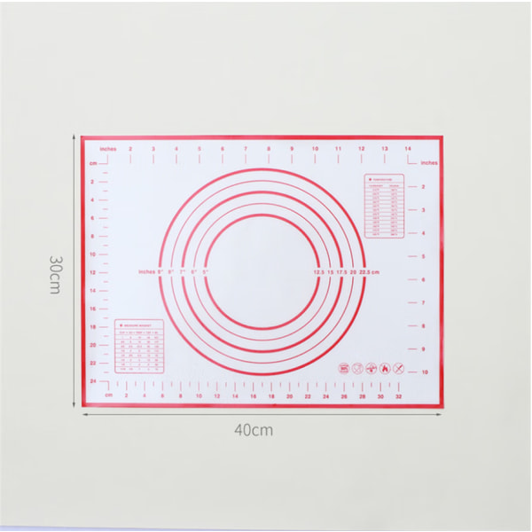 Ikke-klebende silikon bakematte deigmatte med mål - 60 x