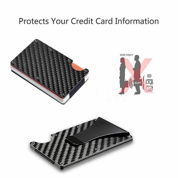 Männs Multifunktionell Kolfiber RFID Kortväska Metall