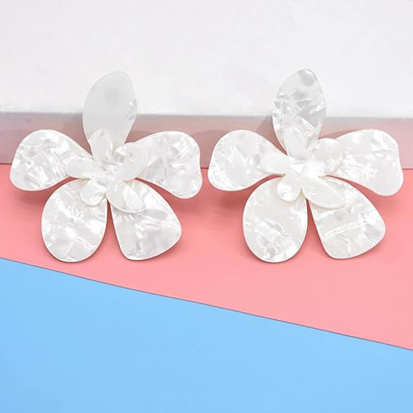 1 Par (Vit) Smyckesörhängen Vattenfylld Boll Skorpion Resin Blomma