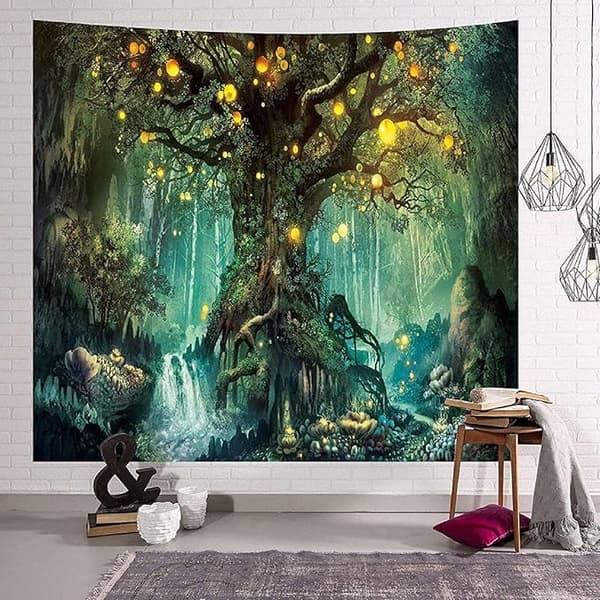 Livets träd väggbonad (150*200cm), Psykedelisk vattenfall