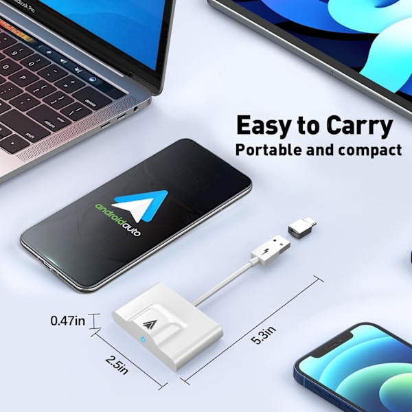 Trådlös Android Auto-adapter för bilar med fabriksmonterad trådbunden Android Auto