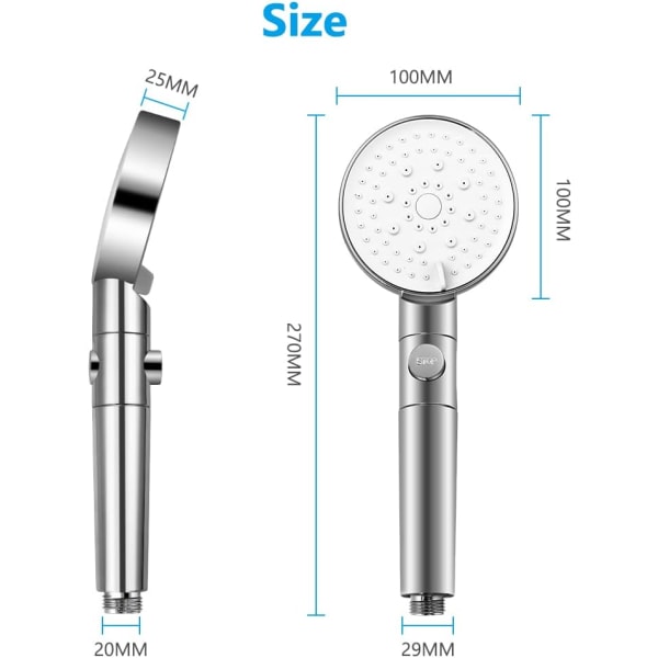 Shower Head, 5 Modes High Pressure Handheld Shower Head with