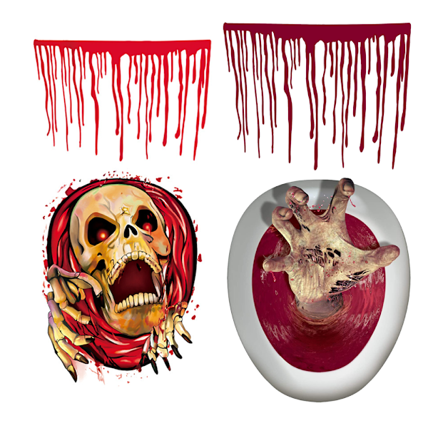 2-pack Halloween Toalettlock Dekaler 3D Horror Morphing för