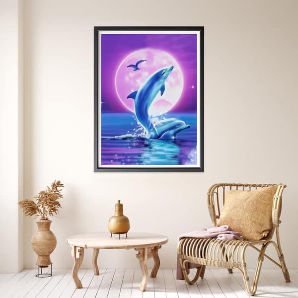 DIY 5D diamantmaleri sæt Delfin, diamantbroderi dyr