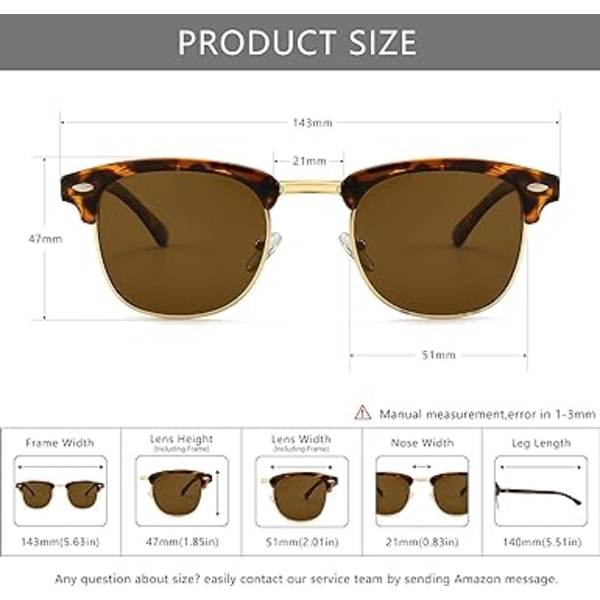 Retro Round Semi Rimless Polarisoivat Aurinkolasit UV-Suojalla