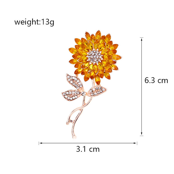 Nitarbetad solros corsage brosch för män och kvinnor mode