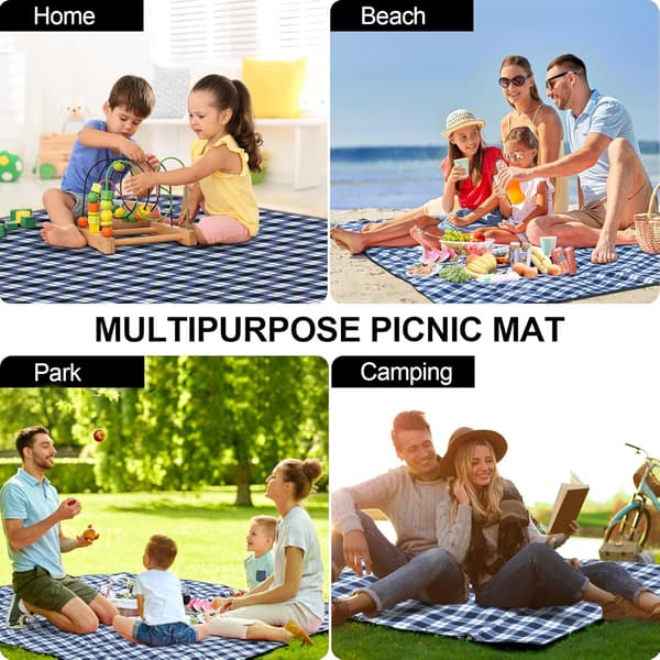 Picnic Tæppe 200 * 300, Anti-Sand Strandmåtte Foldbar Ryglæn