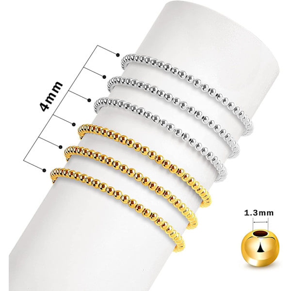 1200 st 4 mm Runda Distanspärlor Lösa Släta Pärlor för Armband