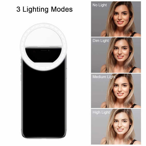 Bärbar klämma-på selfie-lampa med 36 LED-lampor för smartphone-fotografering, kamera-video