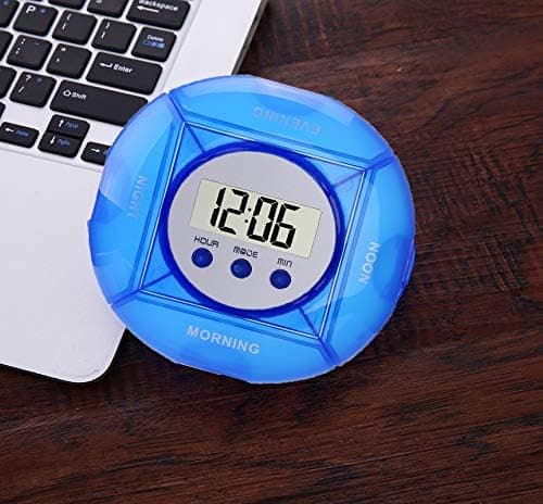 1 stycke (blå) Pillbox Timer, Pillbox med Alarm 5 Alarmklockor,
