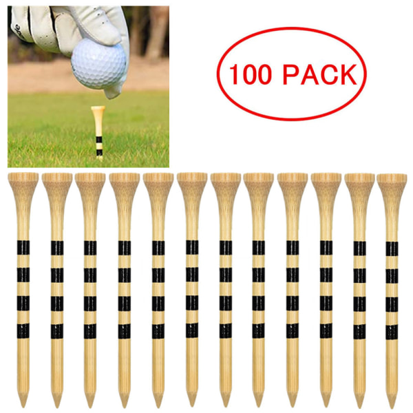 Golfte, 70mm, bambuträ i primär färg, 100-pack