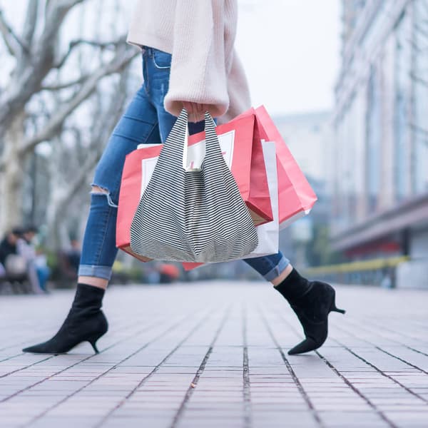 1 blå randig stor hopfällbar shoppingväska
