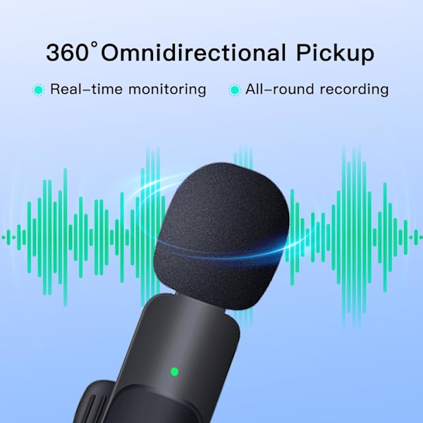Trådløs Mikrofon til iPhone 15/Android, Lapel Mics Plug-Play 2.4G Ultra-Lav Forsinkelse Indbygget Støjreduktionschip