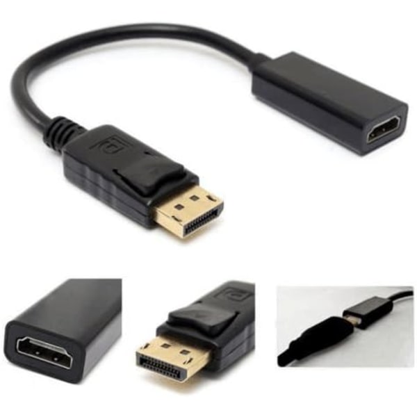 Stor DisplayPort til HDMI-kabeladapter HD 1080P Hann til Hunn DP til HDMI-konverter for alle enheter med DisplayPort